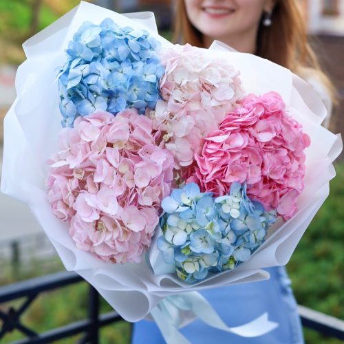 Букет из 5 крупных гортензий