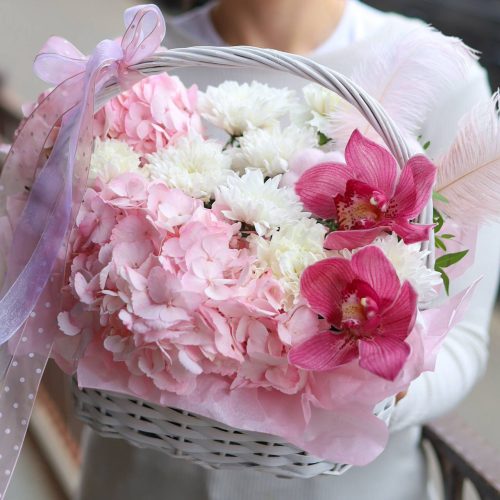 Очаровательная композиция в корзине