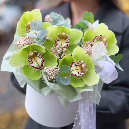 Композиция лаймовых орхидей