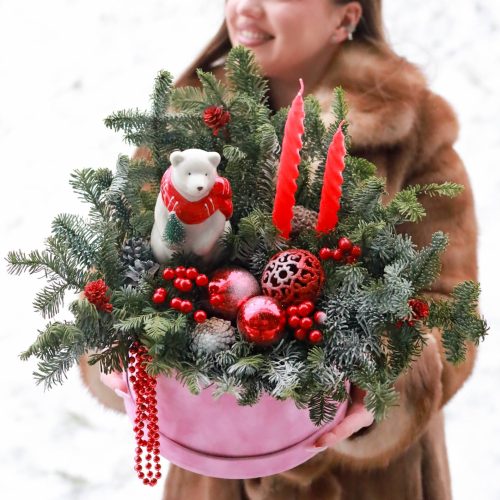 Рождественская композиция с мишкой