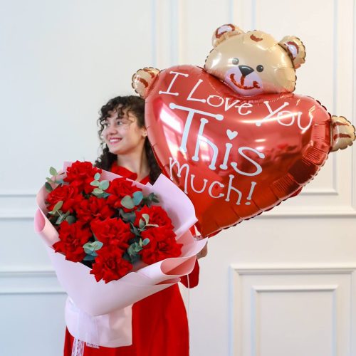 Очаровательный сет французских роз с шаром