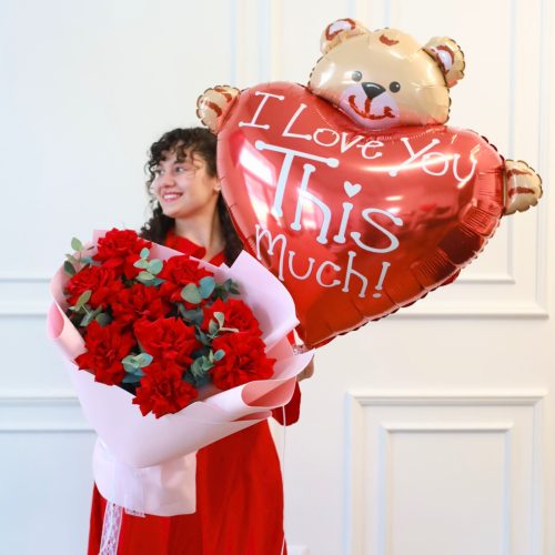 Романтичный сет французских роз с шаром